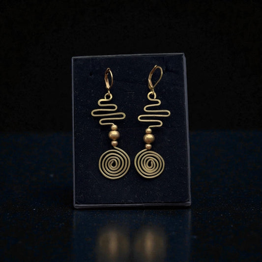 Spiral Path-Brass Wire Earrings