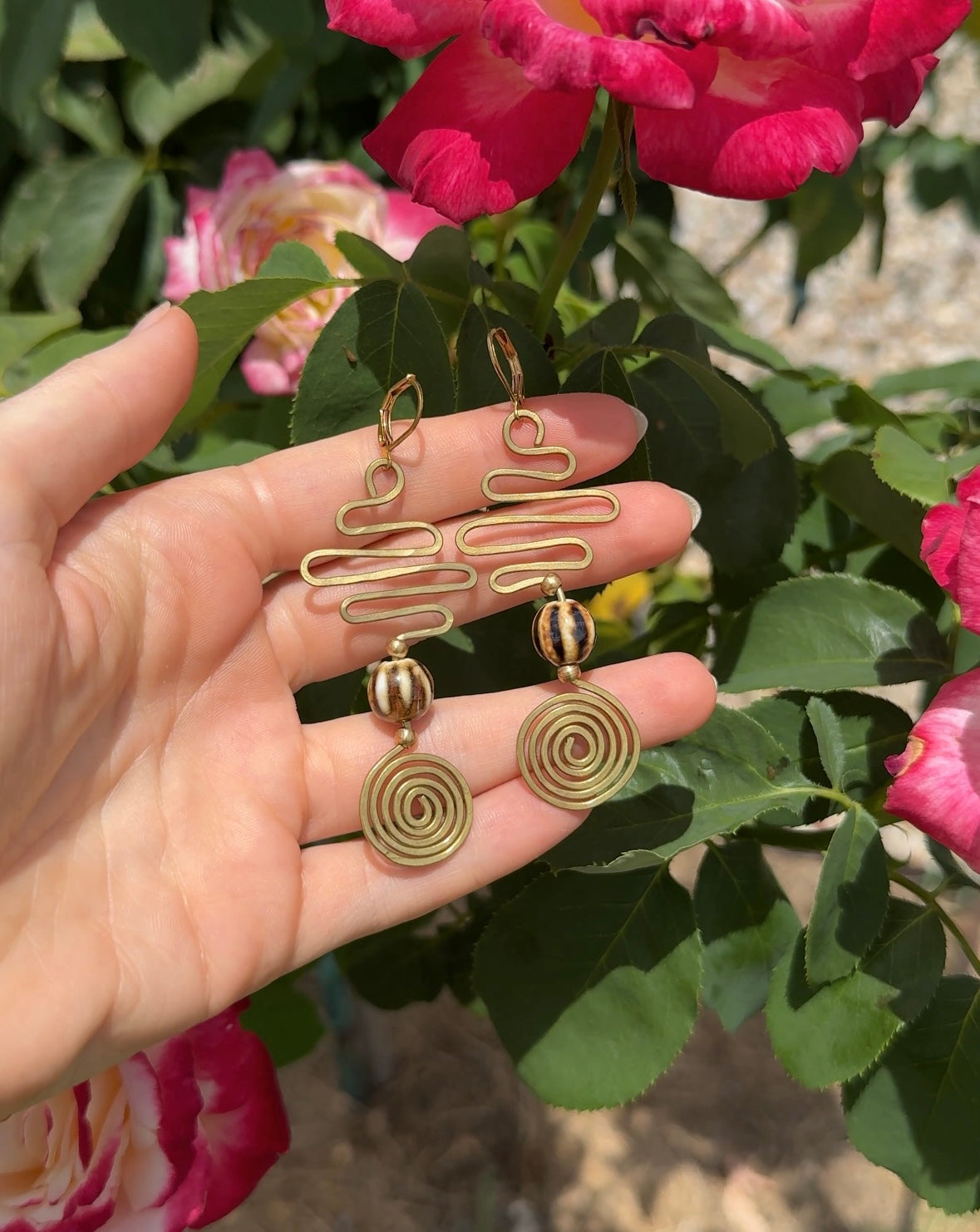 Spiral Path-Brass Wire Earrings