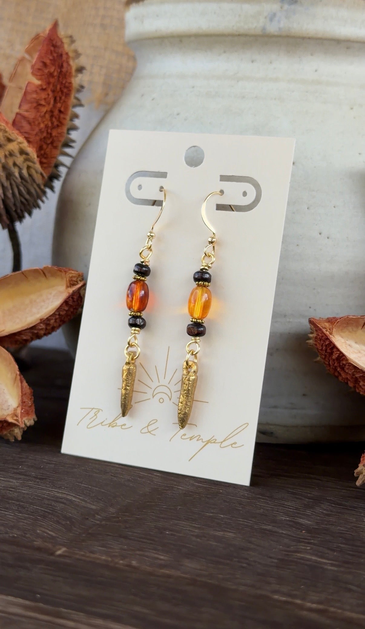 Boho Amber Earrings