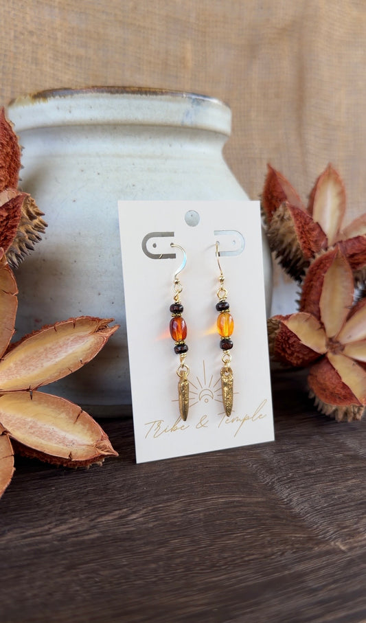 Boho Amber Earrings