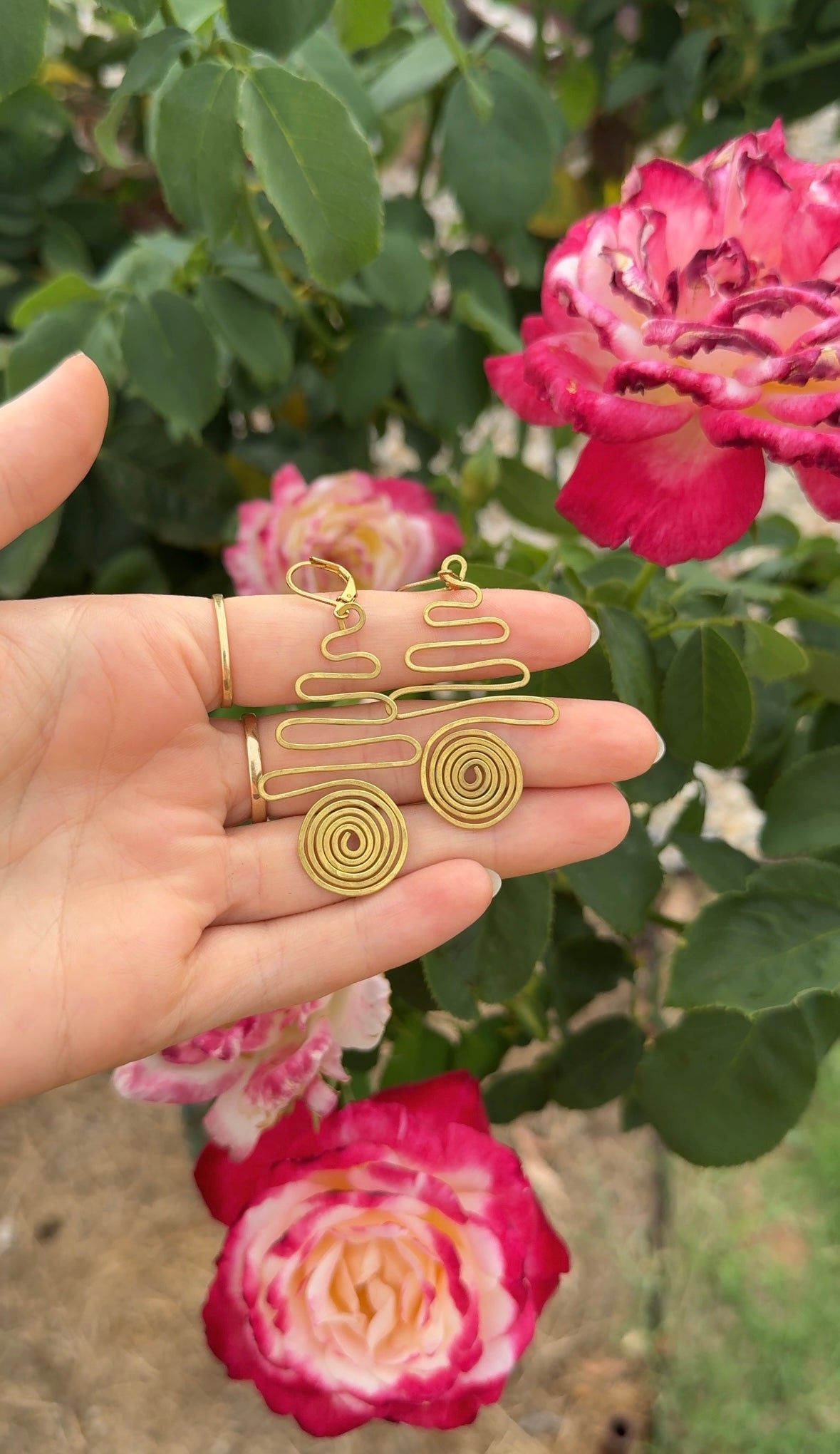 Spiral Path-Brass Wire Earrings