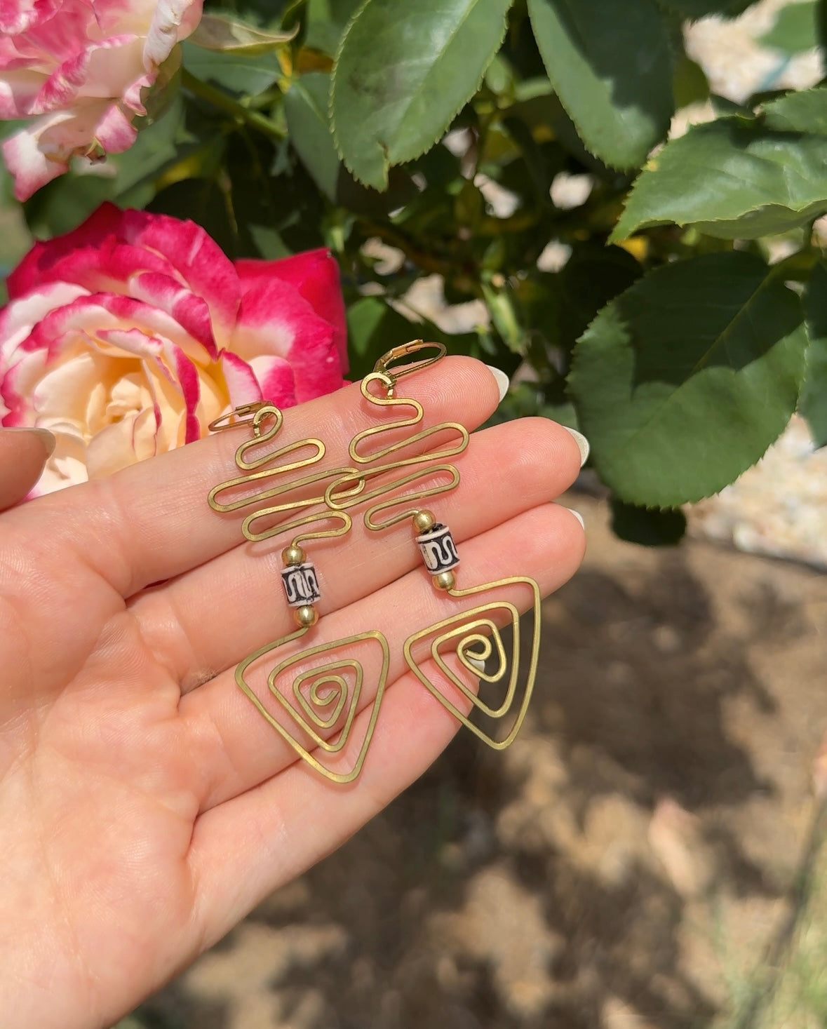 Spiral Path-Brass Wire Earrings