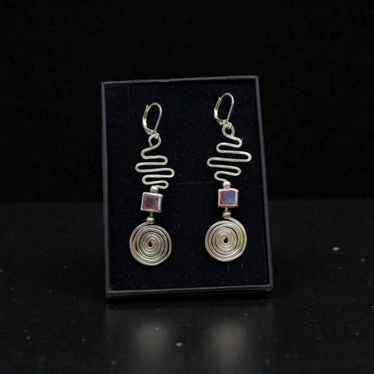 Spiral Path~ Silver Wire Earrings