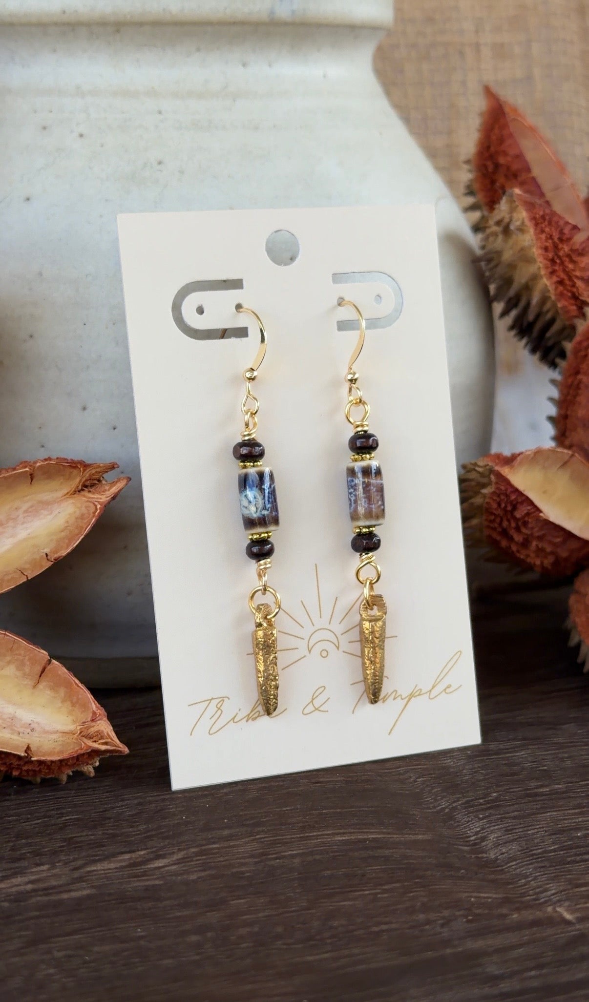 Boho Porcelain Dangle Earrings