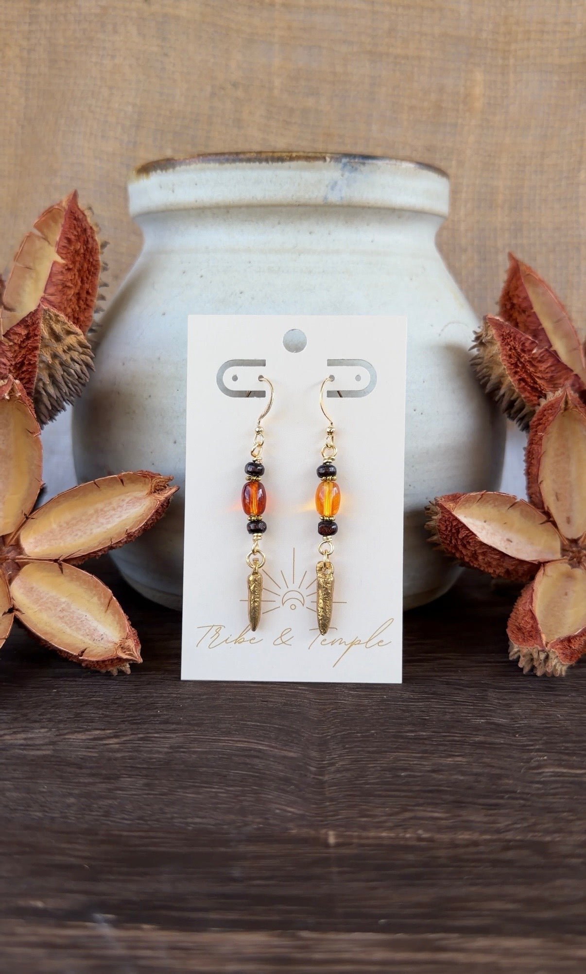 Boho Amber Earrings