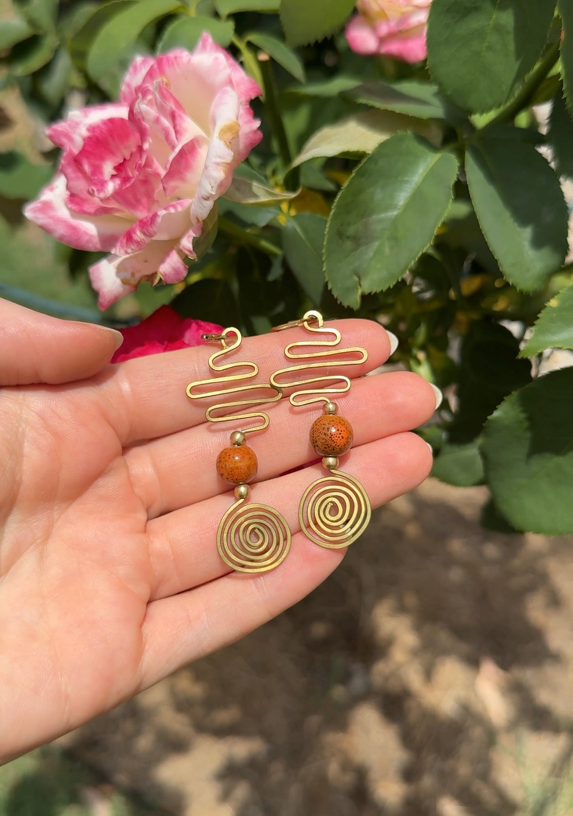 Spiral Path-Brass Wire Earrings