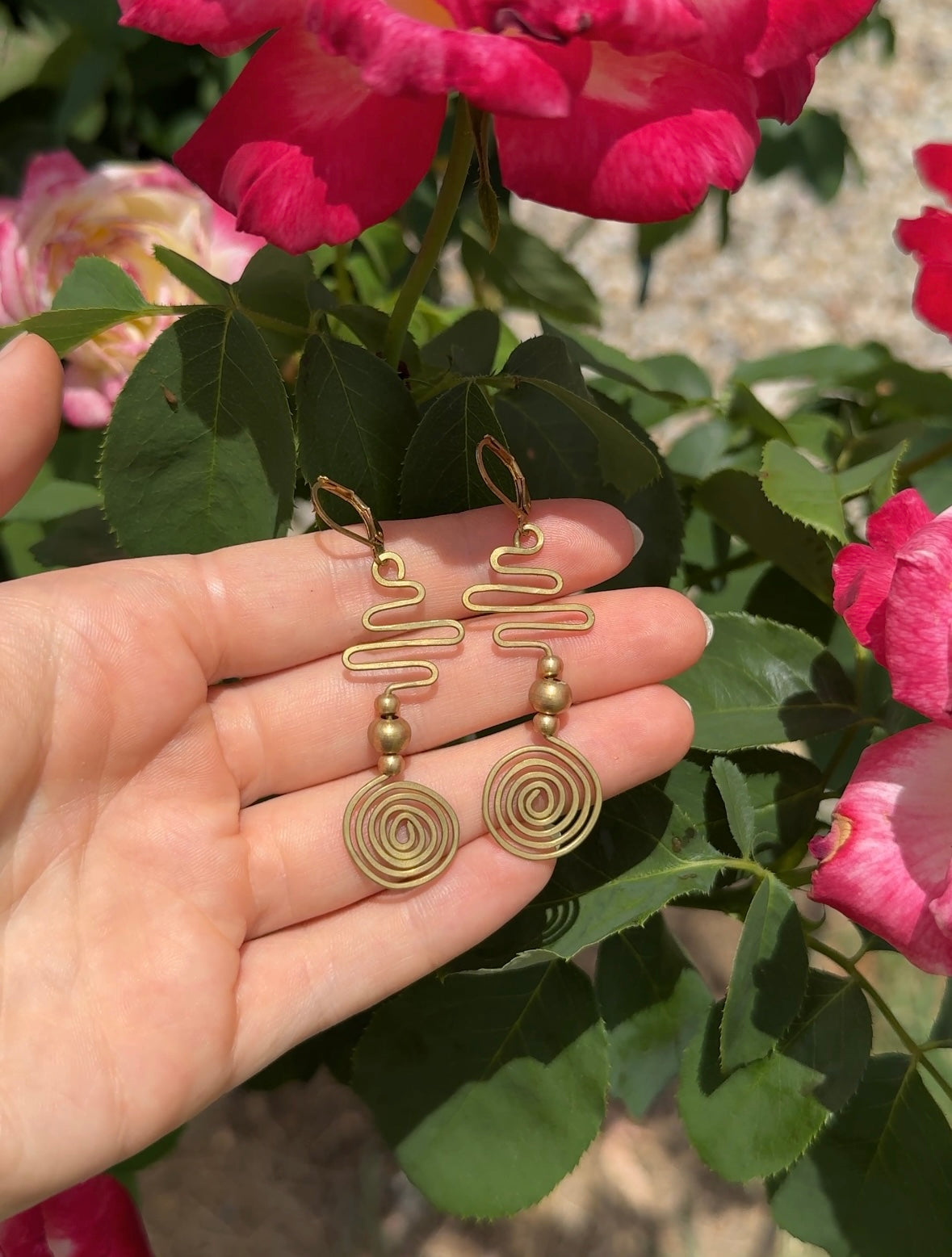 Spiral Path-Brass Wire Earrings