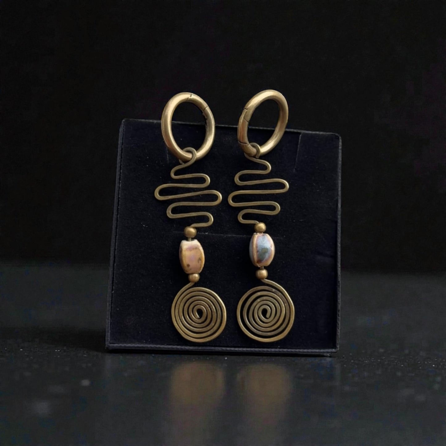 Spiral Path~Brass Ear Hangers