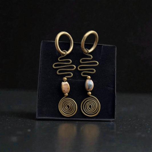 Spiral Path~Brass Ear Hangers