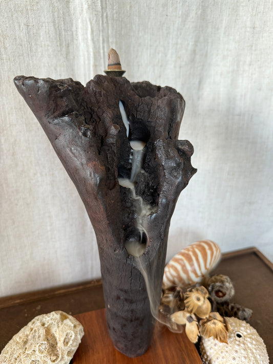 Satin Jarrah Driftwood Backflow Incense Holder