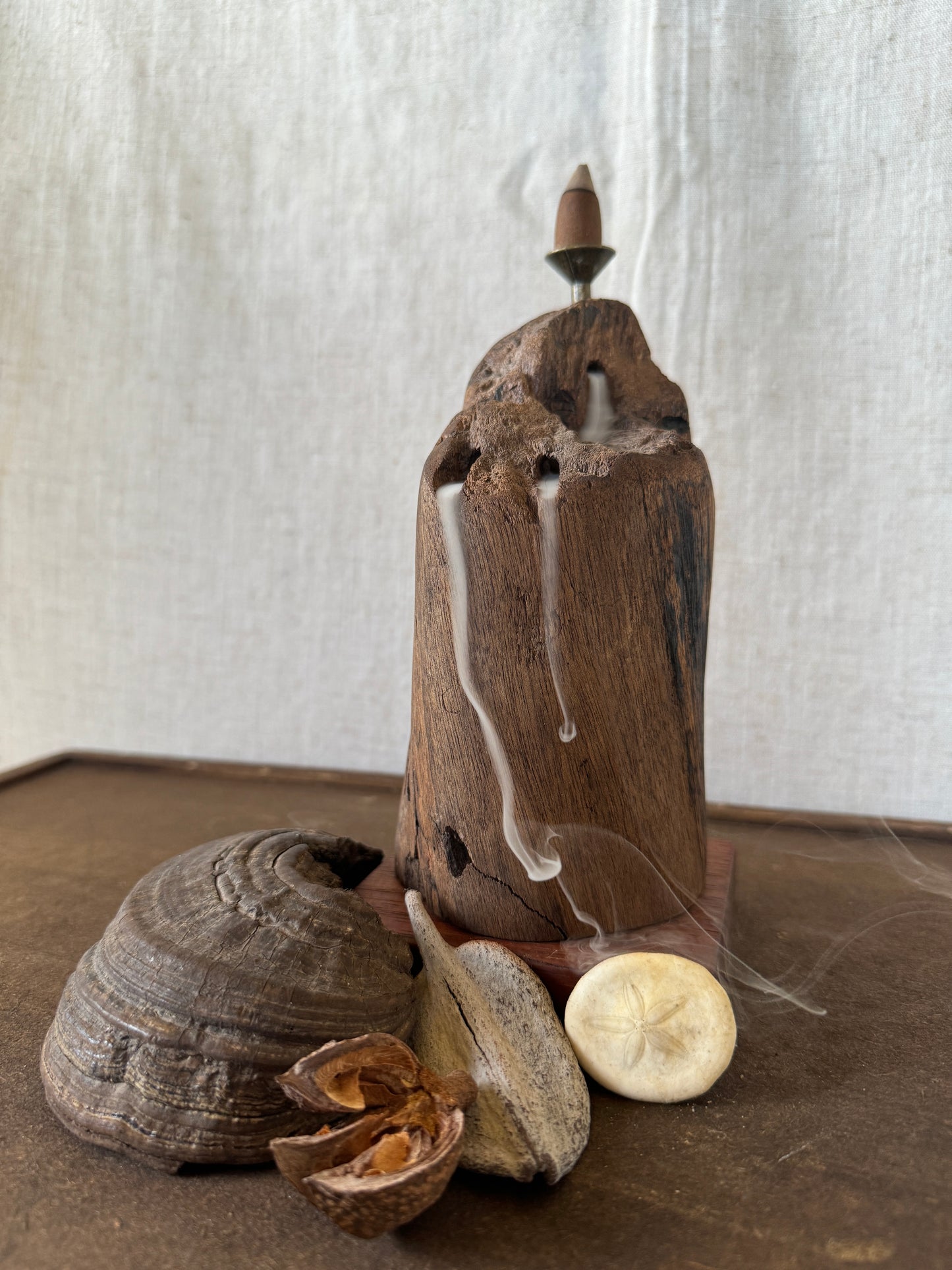 Matte Jarrah Driftwood Backflow Incense Holder