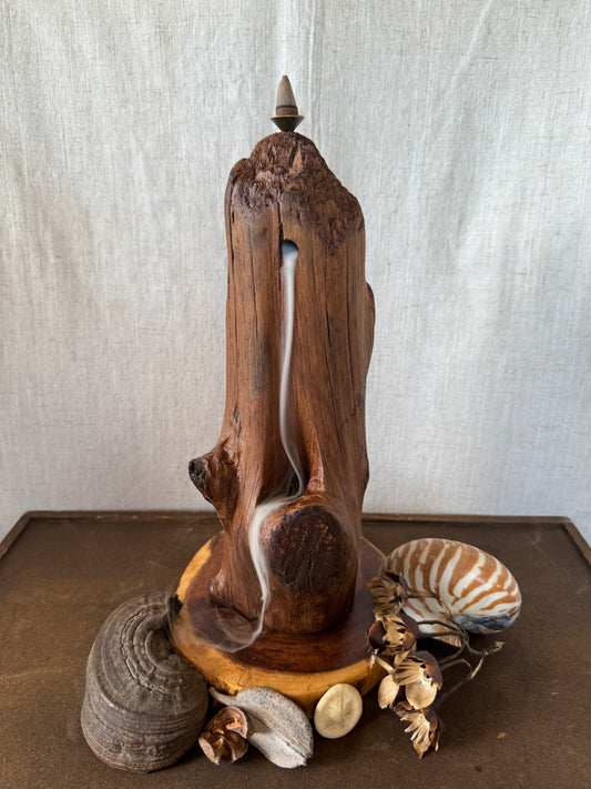 Satin Jarrah Driftwood Backflow Incense Holder