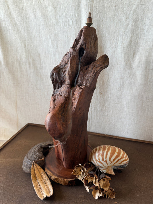 Satin Jarrah Driftwood Backflow Incense Holder