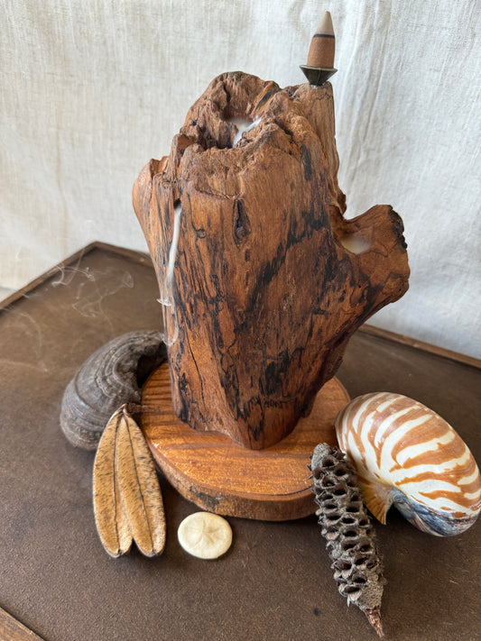 Satin Cedar Driftwood Backflow Incense Holder