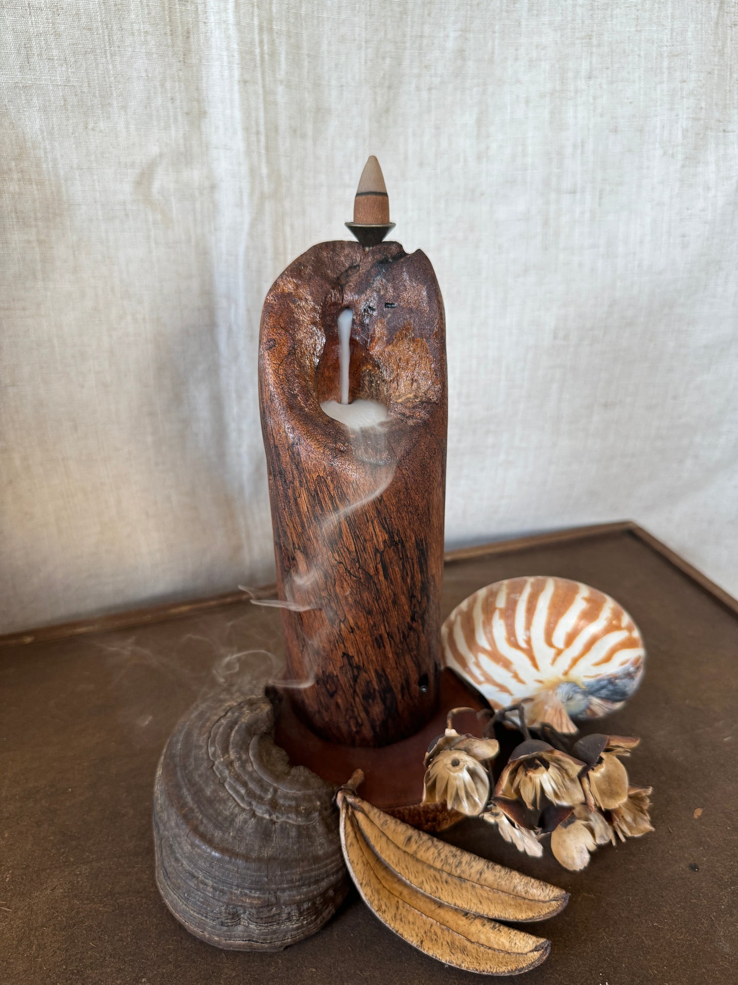 Satin Cedar Driftwood Backflow Incense Holder