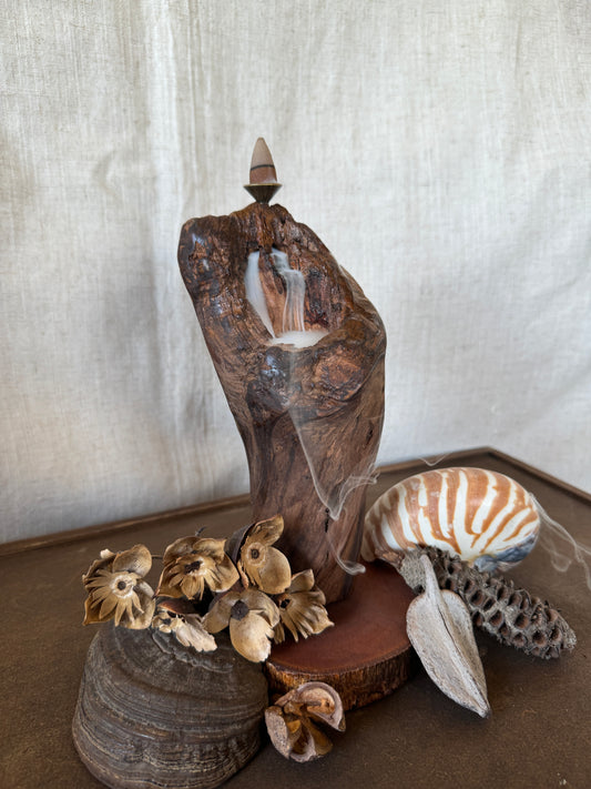 Satin Jarrah Driftwood Backflow Incense Holder