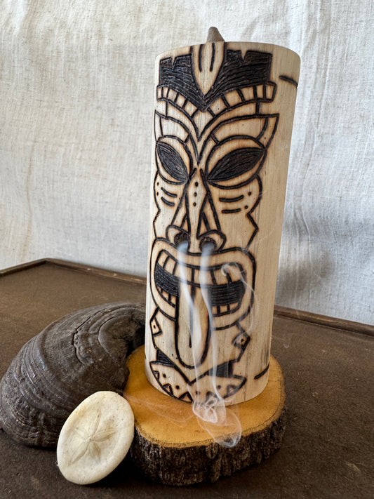 Natural Wood-Burned Maori Driftwood Backflow Incense Holder